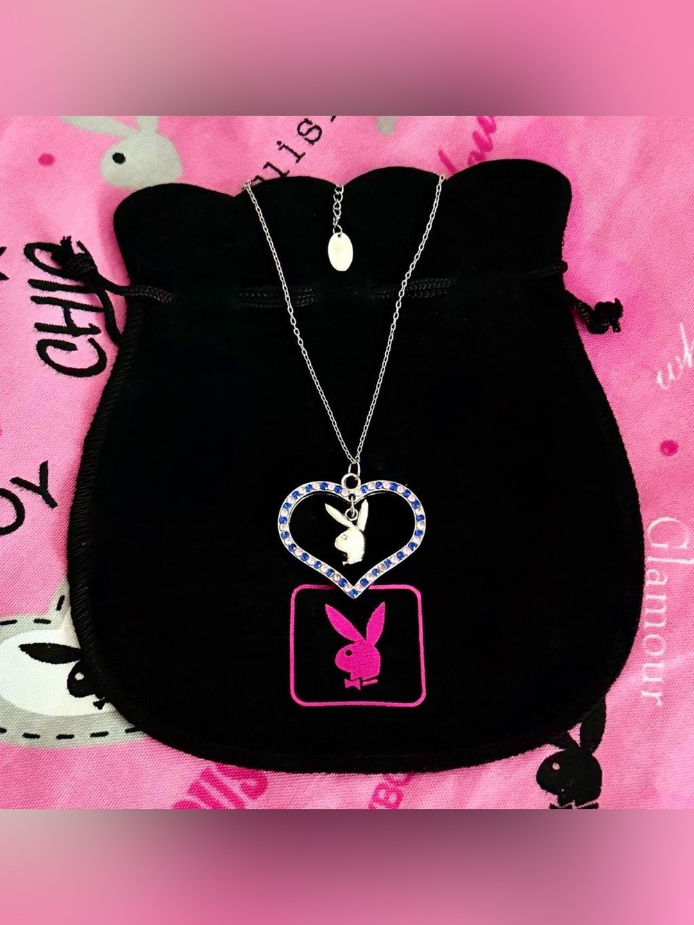Playboy Y2K heart bunny necklace